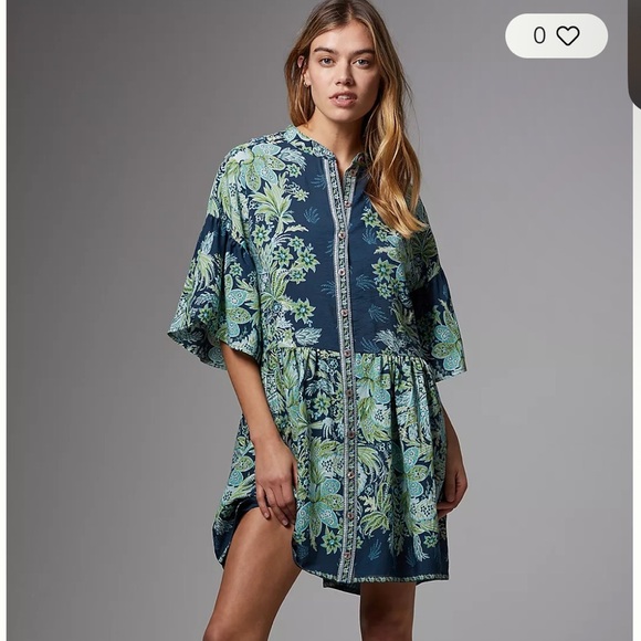 Anthropologie Dresses & Skirts - Anthropologie Blue and Green Floral Mini Dress